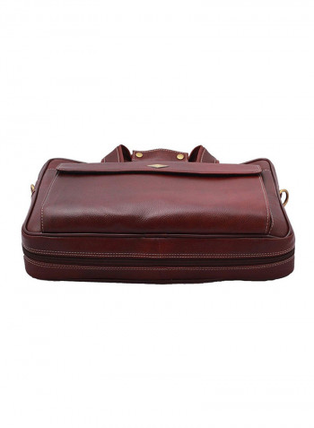 Leather Multipurpose Zipper Messenger Bag Brown