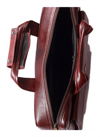 Leather Multipurpose Zipper Messenger Bag Brown