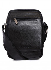 Leather Stitch Detailed Crossbody Bag Black