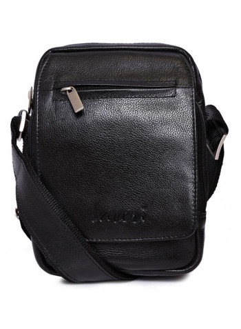 Leather Stitch Detailed Crossbody Bag Black