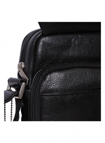 Leather Stitch Detailed Crossbody Bag Black