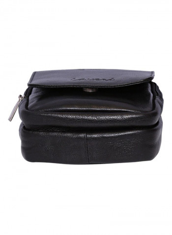 Leather Stitch Detailed Crossbody Bag Black