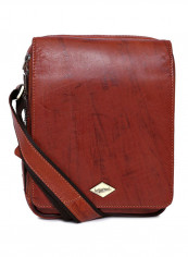 Leather Stitch Detailed Crossbody Bag Brown