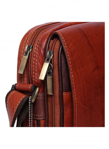 Leather Stitch Detailed Crossbody Bag Brown