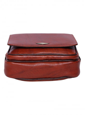 Leather Stitch Detailed Crossbody Bag Brown
