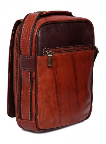 Leather Stitch Detailed Crossbody Bag Brown