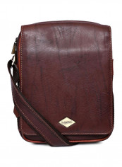 Leather Stitch Detailed Crossbody Bag Brown