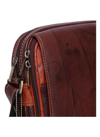 Leather Stitch Detailed Crossbody Bag Brown