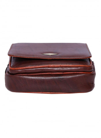 Leather Stitch Detailed Crossbody Bag Brown