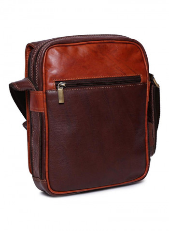 Leather Stitch Detailed Crossbody Bag Brown