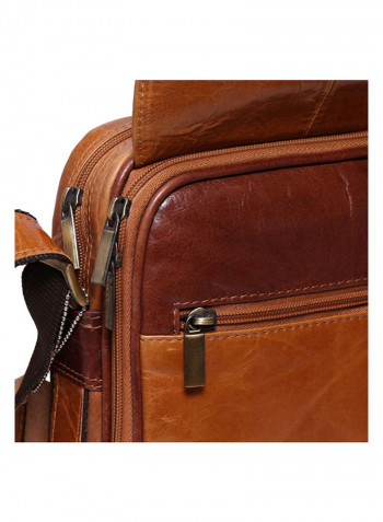 Leather Stitch Detailed Crossbody Bag Brown