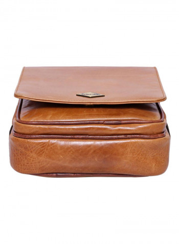 Leather Stitch Detailed Crossbody Bag Brown