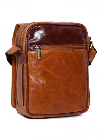 Leather Stitch Detailed Crossbody Bag Brown