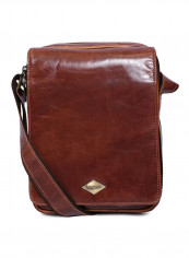 Leather Stitch Detailed Crossbody Bag Brown