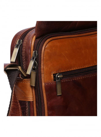 Leather Stitch Detailed Crossbody Bag Brown