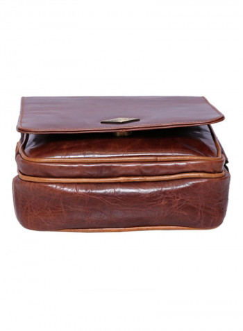 Leather Stitch Detailed Crossbody Bag Brown