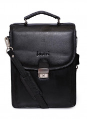 Leather Stitch Detailed Messenger Bag Black
