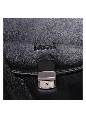 Leather Stitch Detailed Messenger Bag Black