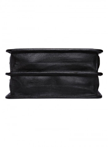 Leather Stitch Detailed Messenger Bag Black