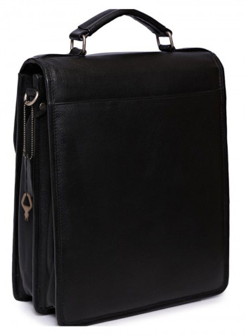 Leather Stitch Detailed Messenger Bag Black