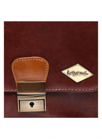 Leather Stitch Detailed Messenger Bag Brown