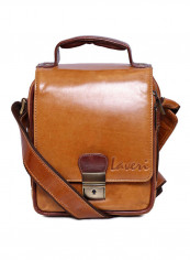 Leather Stitch Detailed Messenger Bag Brown