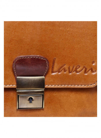 Leather Stitch Detailed Messenger Bag Brown