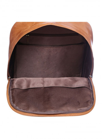 Leather Zipper Backpack Brown