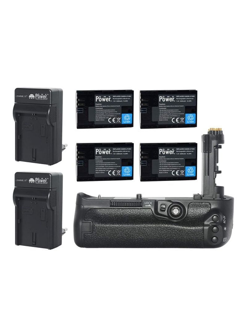 7-Piece Replacement Battery Grip Kit For Canon EOS 5D Mark IV Digital SLR Camera Black