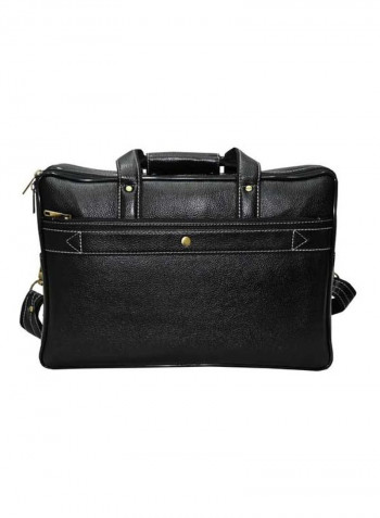 Leather Bag Fits 17.5 Inches Laptop Black/Gold