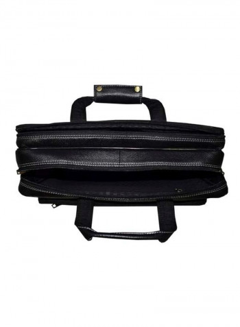 Leather Bag Fits 17.5 Inches Laptop Black/Gold