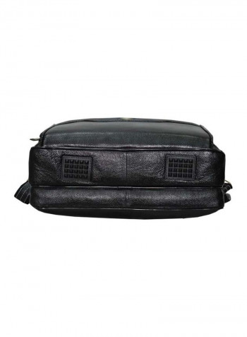 Leather Bag Fits 17.5 Inches Laptop Black/Gold