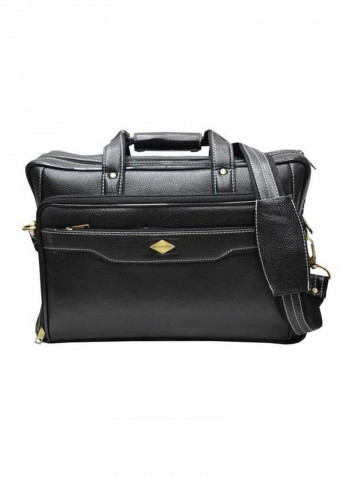 Leather Bag Fits 17.5 Inches Laptop Black/Gold