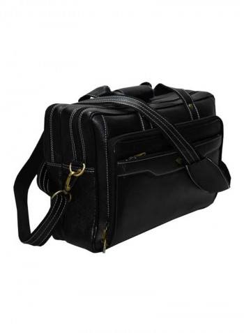Leather Bag Fits 17.5 Inches Laptop Black/Gold