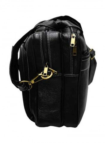 Leather Bag Fits 17.5 Inches Laptop Black/Gold