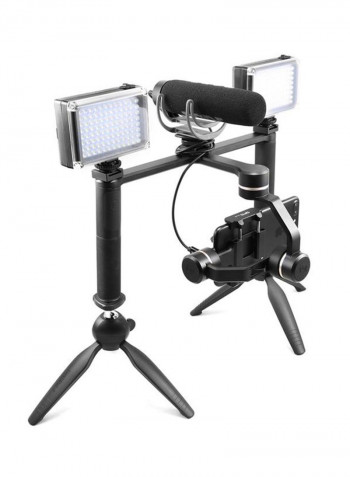 3-Axis Dual Handle Gimbal With Five Screw Ports Black