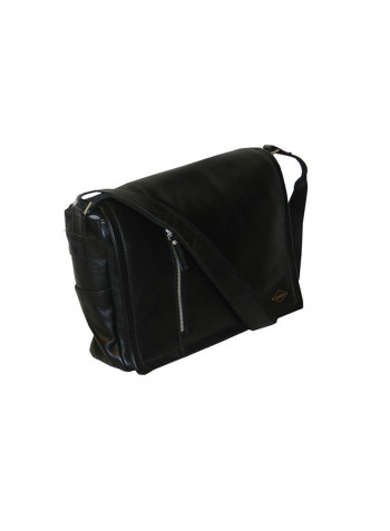 Genuine Leather Designer Crossbody Bag Black