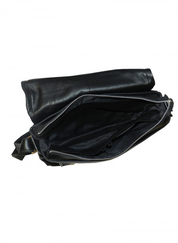 Genuine Leather Designer Crossbody Bag Black