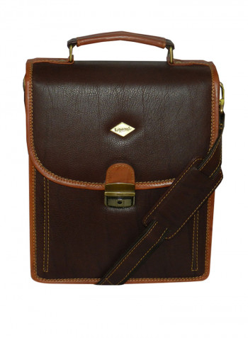 Genuine Leather Designer Crossbody Bag Dark Brown