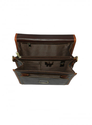 Genuine Leather Designer Crossbody Bag Dark Brown