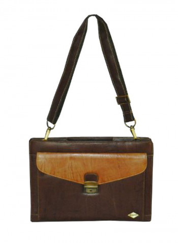 Leather Office Shoulder Bag Brown