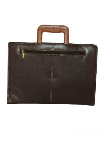 Leather Office Shoulder Bag Brown