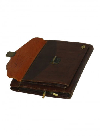 Leather Office Shoulder Bag Brown