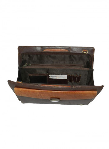 Leather Office Shoulder Bag Brown