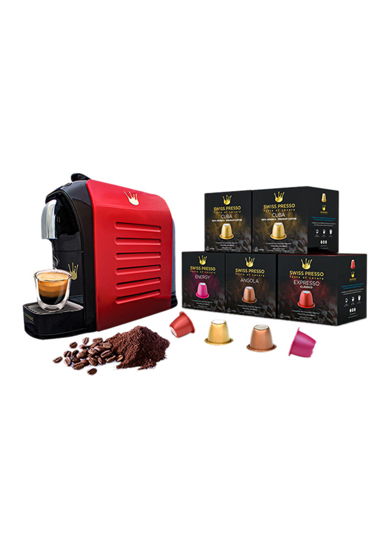 Espresso Coffee Machine 1225W With 50 Coffee Capsules 0.7 l 1255 W SCM010 Red