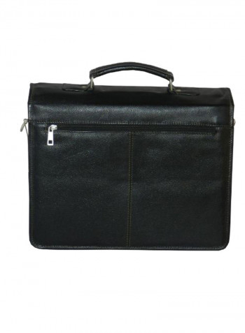 Leather Office Shoulder Bag Black
