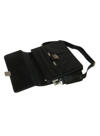 Leather Office Shoulder Bag Black