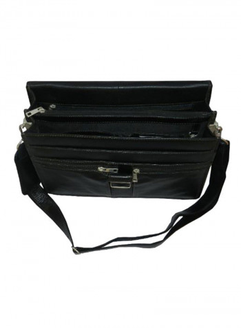 Leather Office Shoulder Bag Black