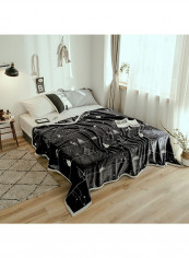 Cartoon Print Soft Blanket Cotton Black 1.8meter