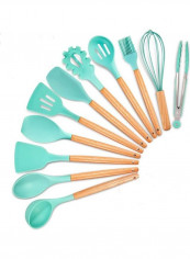 11-Piece Silicone Cooking Utensil Set Green/Beige One Size